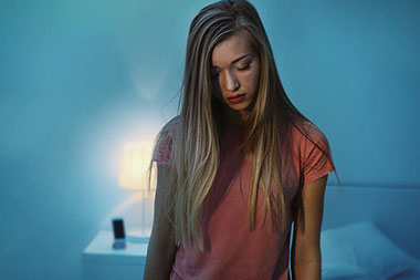 Young women sleepwalking.