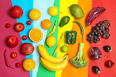 Colorful fruits and vegetables.