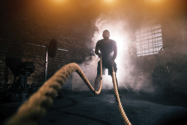 Man in gym working out.