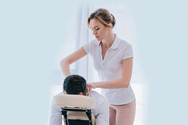 Man getting a chair massage.