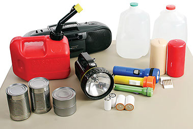 Image of emergency items, such as flash lights.
