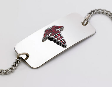 Image of a medical alert tag.