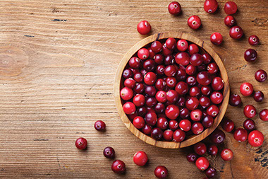 Bowl of cranberries.