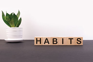 Blocks with letters that spell "Habits".