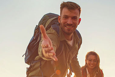 Man reaching out his hand.