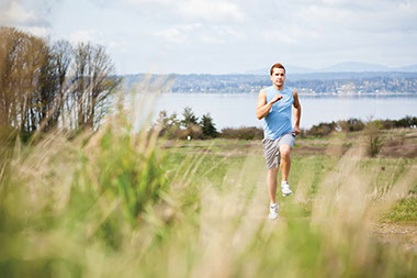 Don't just sit there. Image of man running.