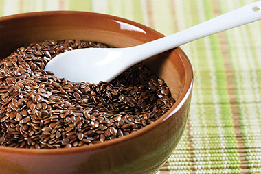 Seeds 101. Image of flax seeds in a bowl.