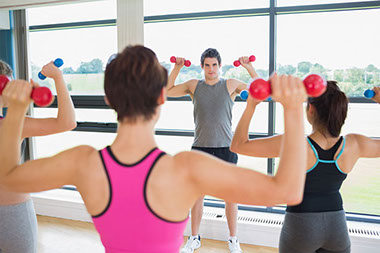 Image of an exercise class. Image of an exercise class.