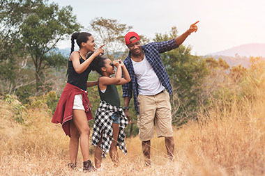 Family enjoying being outdoors.