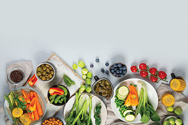 Variety of plant based foods.