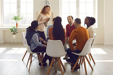 Group therapy session. Group therapy session.