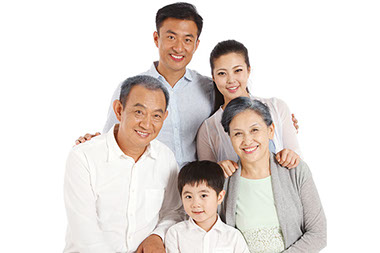 Create family ties. Image of three generational family.