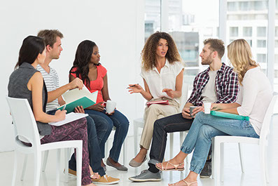 You see a shrink? Image of a counseling group.