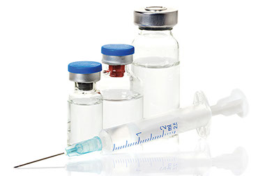 Get immunized. Image of a needle and immunizations.