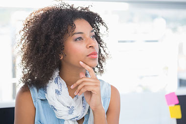 Image of women thinking.