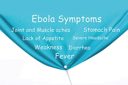 Ebola facts. Illustration of ebola symptoms.