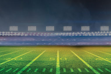 Get your healthy game day on. Image of football field.