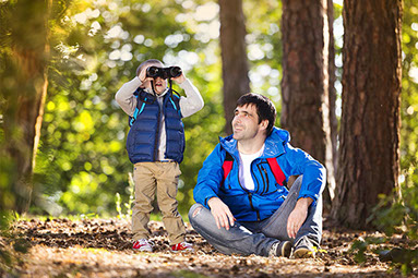Father and young son in nature.