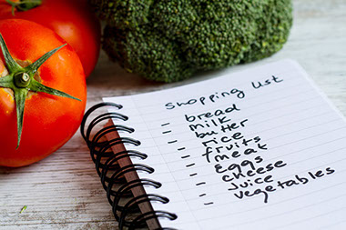 Shopping list of groceries. Shopping list of groceries.