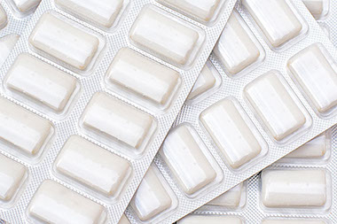 Close up of nicotine gum.