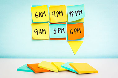 Image of sticky notes with times on them. Image of sticky notes with times on them.