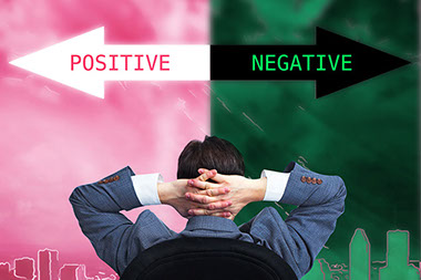 Split image with arrows, one pointing to positive side and the other to a negative side.