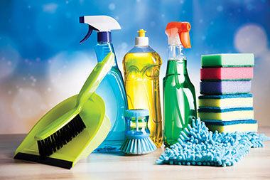 Image of variety of cleaning supplies.