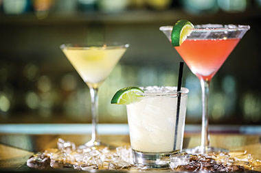 Alcohol-know your limits. Image of three different cocktails.