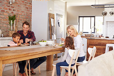 Family mealtime at home.