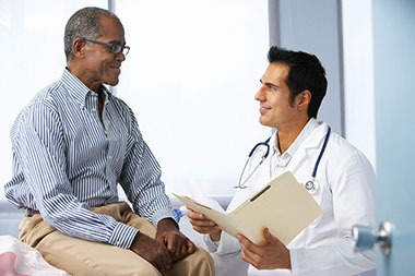 Doctor and patient talking.