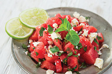 Image of a watermelon feta salad.