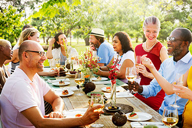 Image of a group of friends having a picnic.