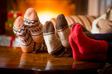 Image of feet with socks on.