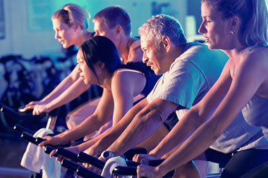 Stationary bicycling, low impact.