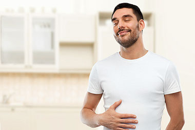 Man feeling full. Man feeling full.