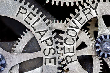 Image of gears with 'Relapse' and 'Recovery' imprinted.