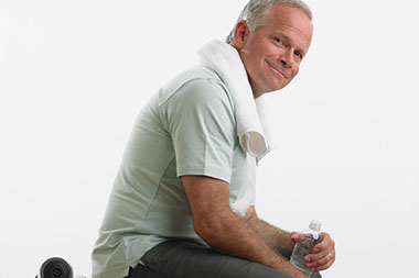 Image of older man ready to exercise.
