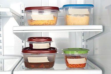 Leftovers in the refrigerator.