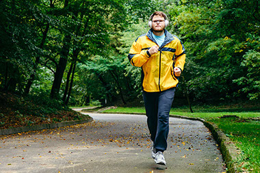 Man on a morning jog.