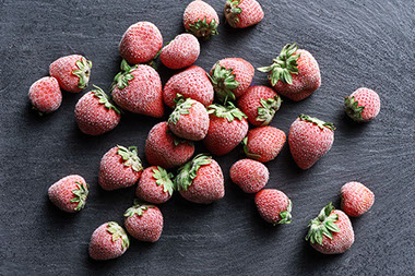 Frozen strawberries.