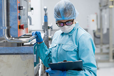 Worker wearing safety gear while at work.