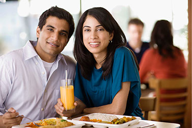 Image of couple eating at a resturant.