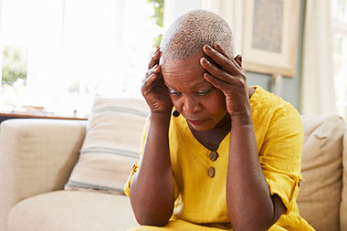 Women at home coping with anxiety.