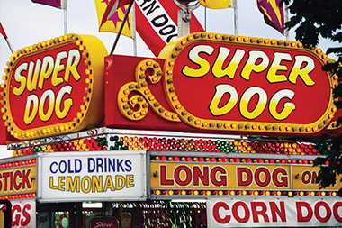 Image of state fair food booths.