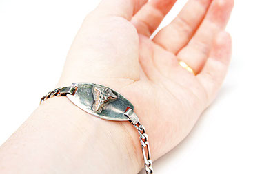 Close up image of a medical ID.