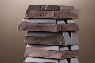 Image of chocolate pieces stacked on top of each other.