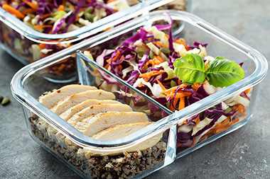 Healthy meal prep with quinoa and chicken.