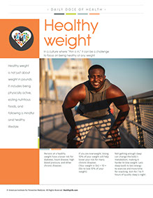 Page from HealthyLife Weigh book by the American Institute for Preventive Medicine. www.HealthyLife.com. All rights reserved.