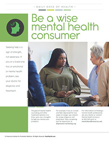 Minding Your Mental Health Book. Published by the American Institute for Preventive Medicine. www.HealthyLife.com. All rights reserved.