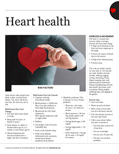 Heart Health brochure by the American Institute for Preventive Medicine. www.HealthyLife.com. All rights reserved.